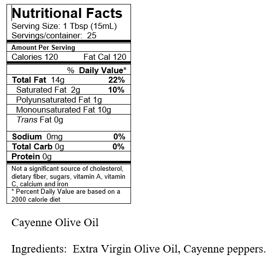 Cayenne Pepper Fused Olive Oil