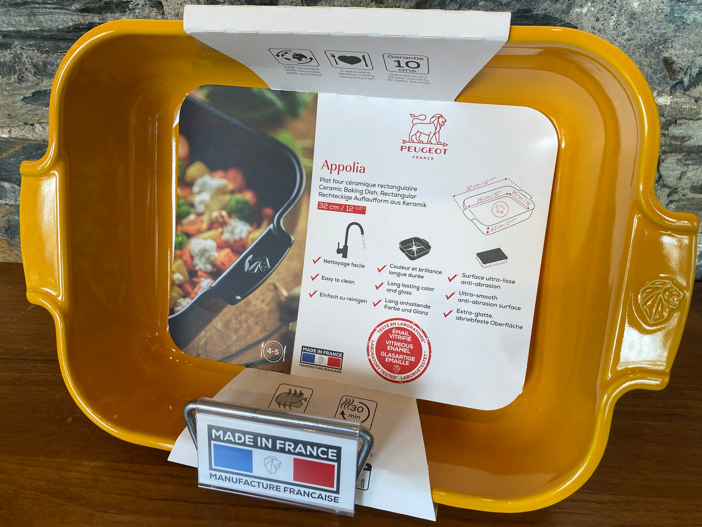 Peugeot Appolia Ceramic Rectangular Baker 12.5" Saffron