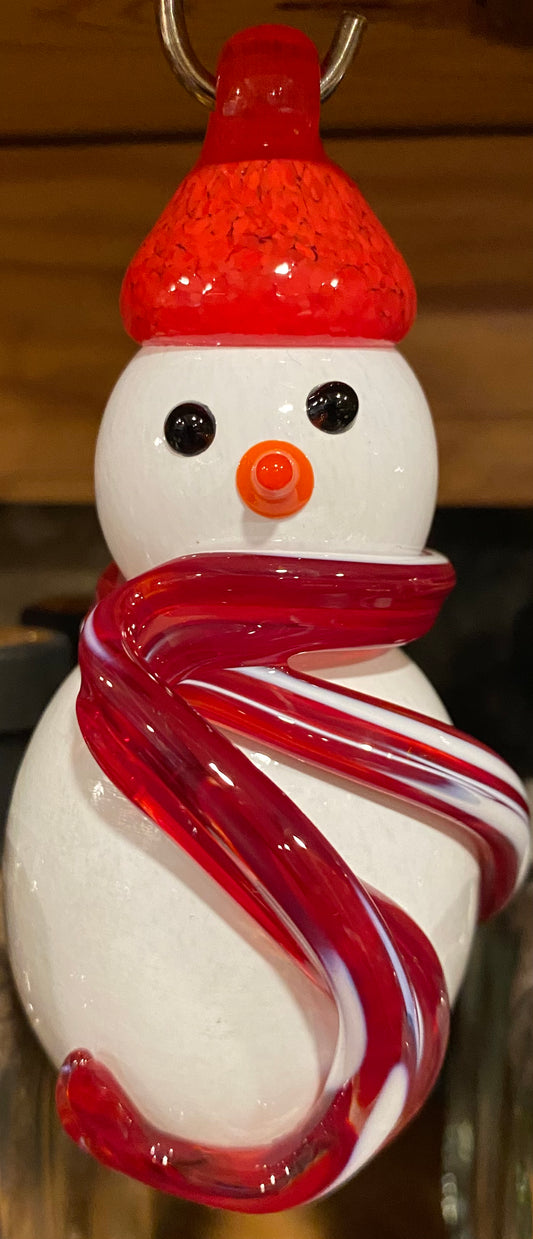 Hand Blown Glass Snowman