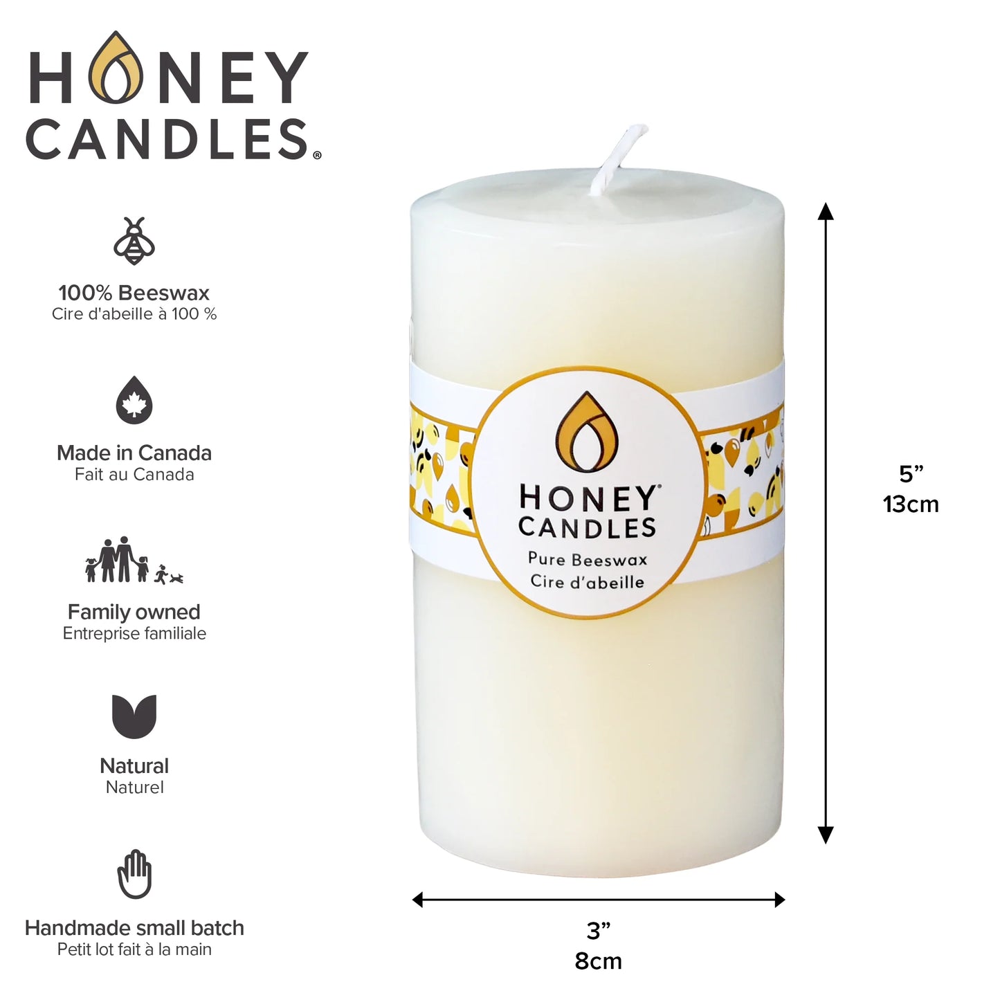 5" Pillar Beeswax Candle